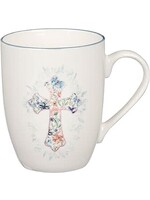 Mug Blue Floral Cross