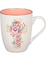Mug: Pink Floral Cross