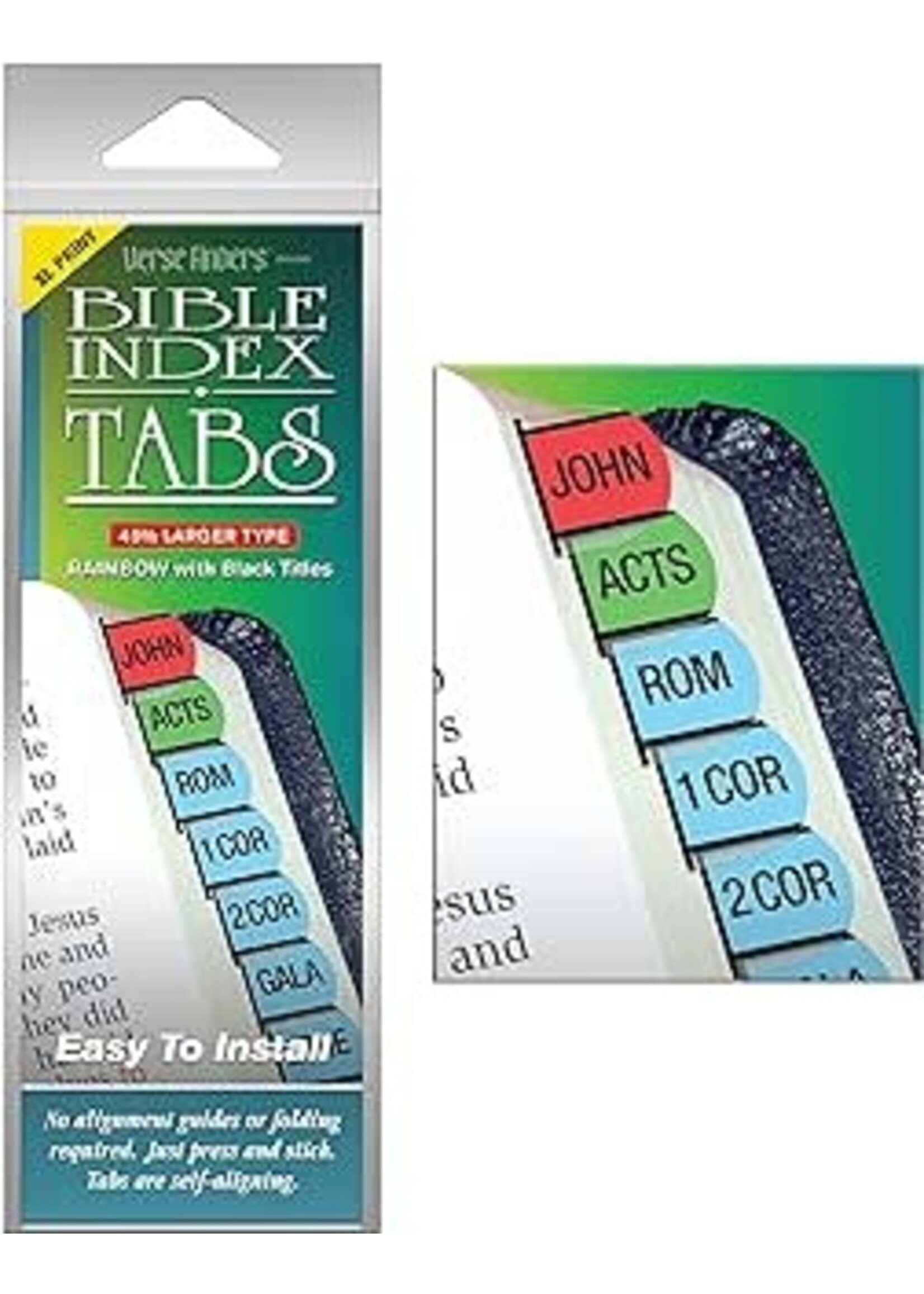 Bible Index Tabs Rainbow with Black Titles
