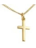 Gold over Sterling Cross Pendant - Gold Over Sterling Silver Cross with 16 in. Gold Plated Brass Chain and Deluxe Gift Box