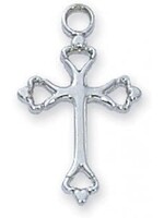 Sterling Silver Cross Pendant - Sterling Silver Cross with 16 in. Rhodium Plated Brass Chain and Deluxe Gift Box