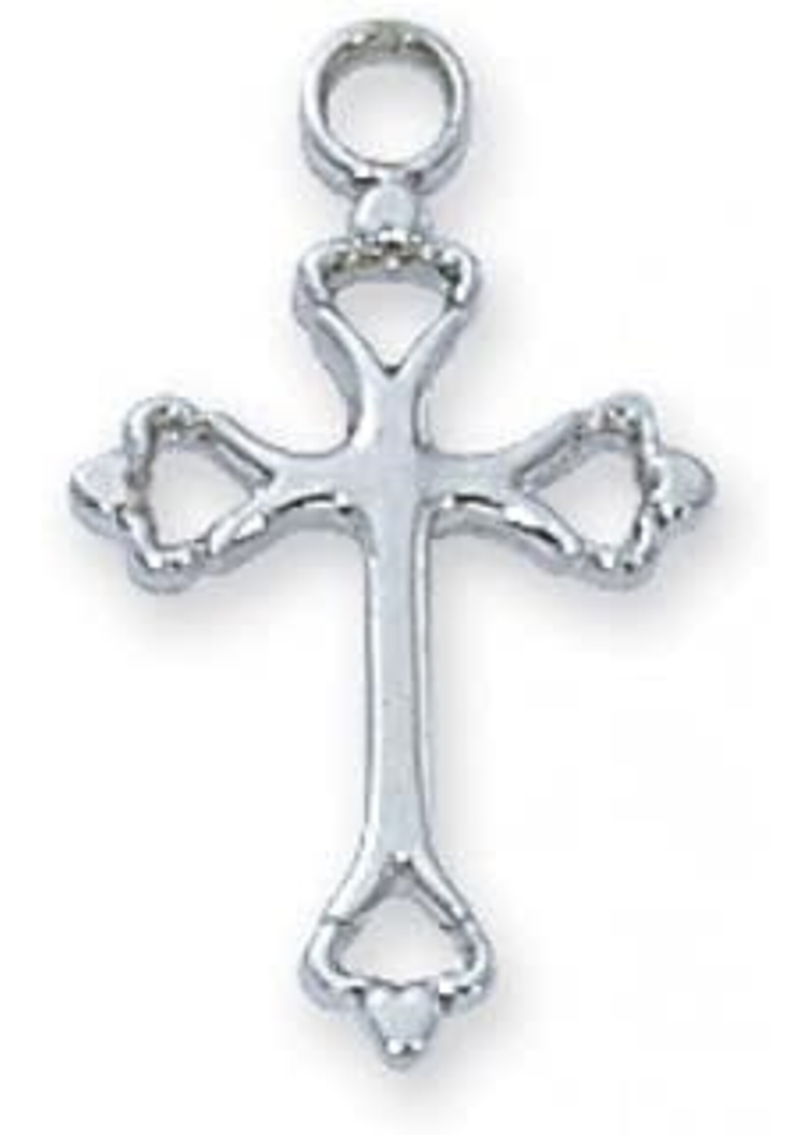 Sterling Silver Cross Pendant - Sterling Silver Cross with 16 in. Rhodium Plated Brass Chain and Deluxe Gift Box