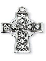 Sterling Silver Celtic Cross Pendant - Sterling Silver Celtic Cross with 18 in. Rhodium Plated Brass Chain and Deluxe Gift Box