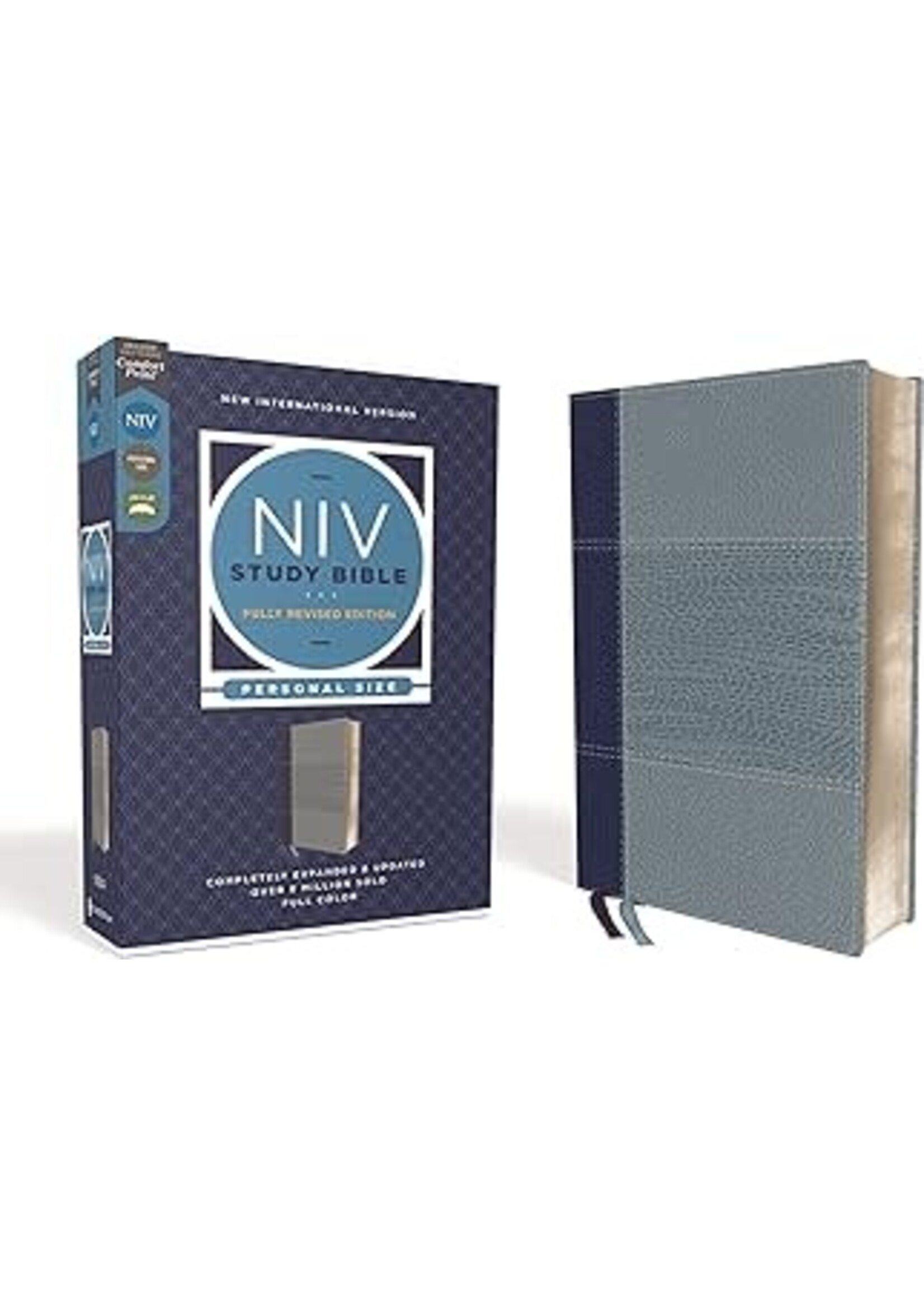 NIV Study Bible/Personal Size (Fully Revised Edition) (Comfort Print)-Navy/Slate Blue Leathersoft