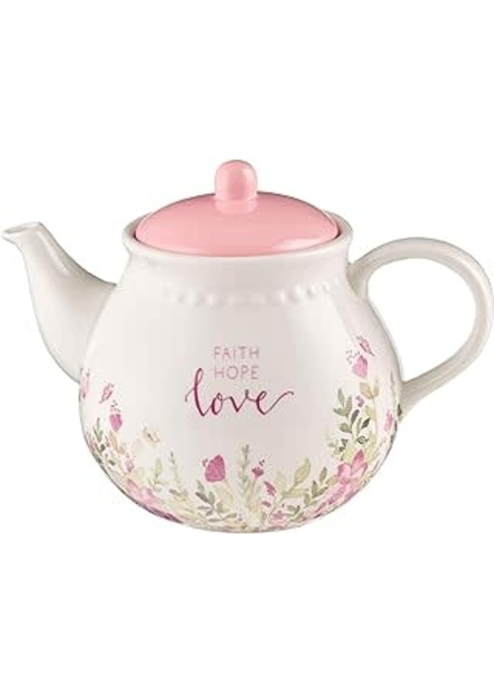 Teapot Pink Faith Hope Love Floral