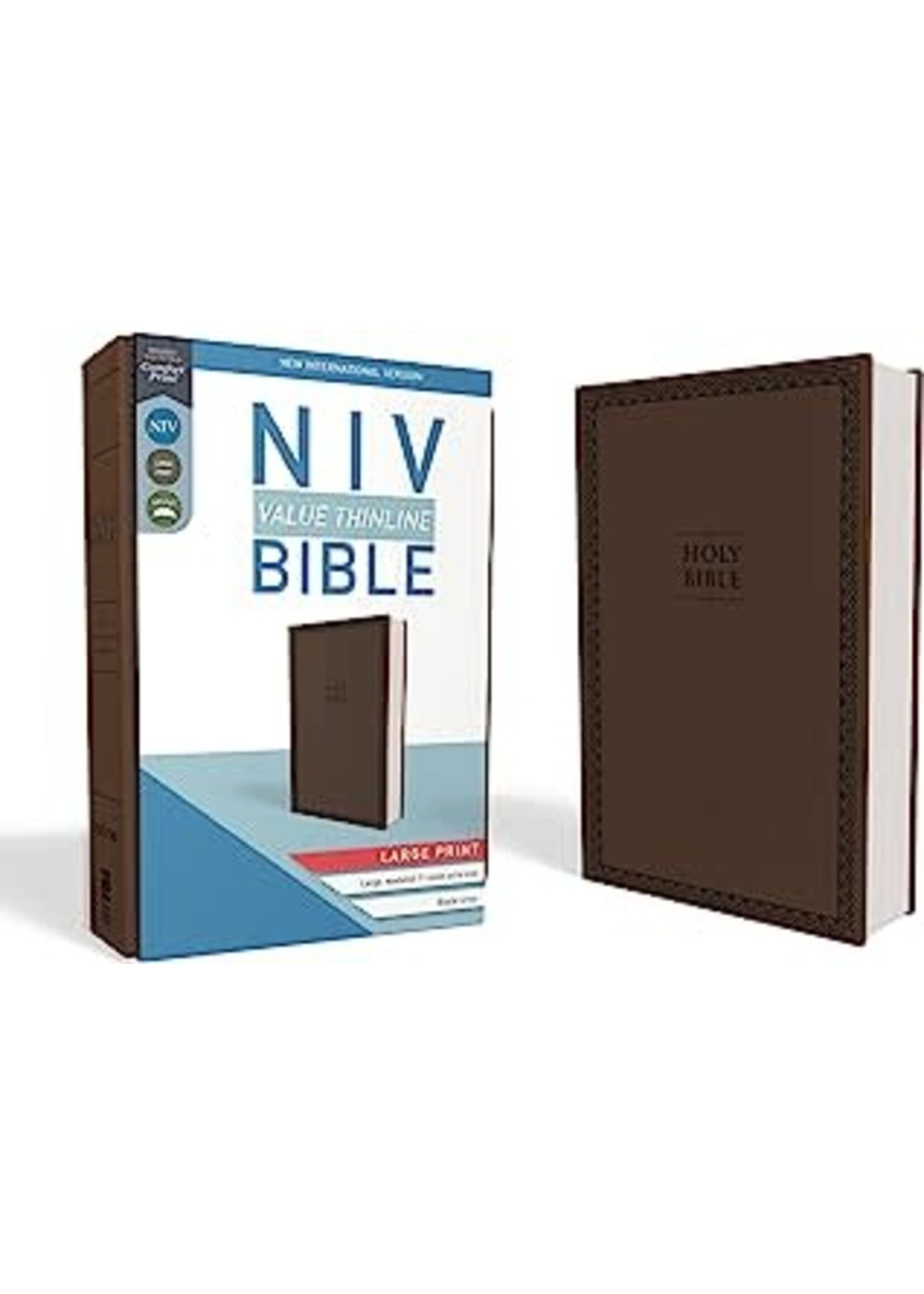 NIV Value Thinline Bible/Large Print (Comfort Print)-Chocolate Leathersoft