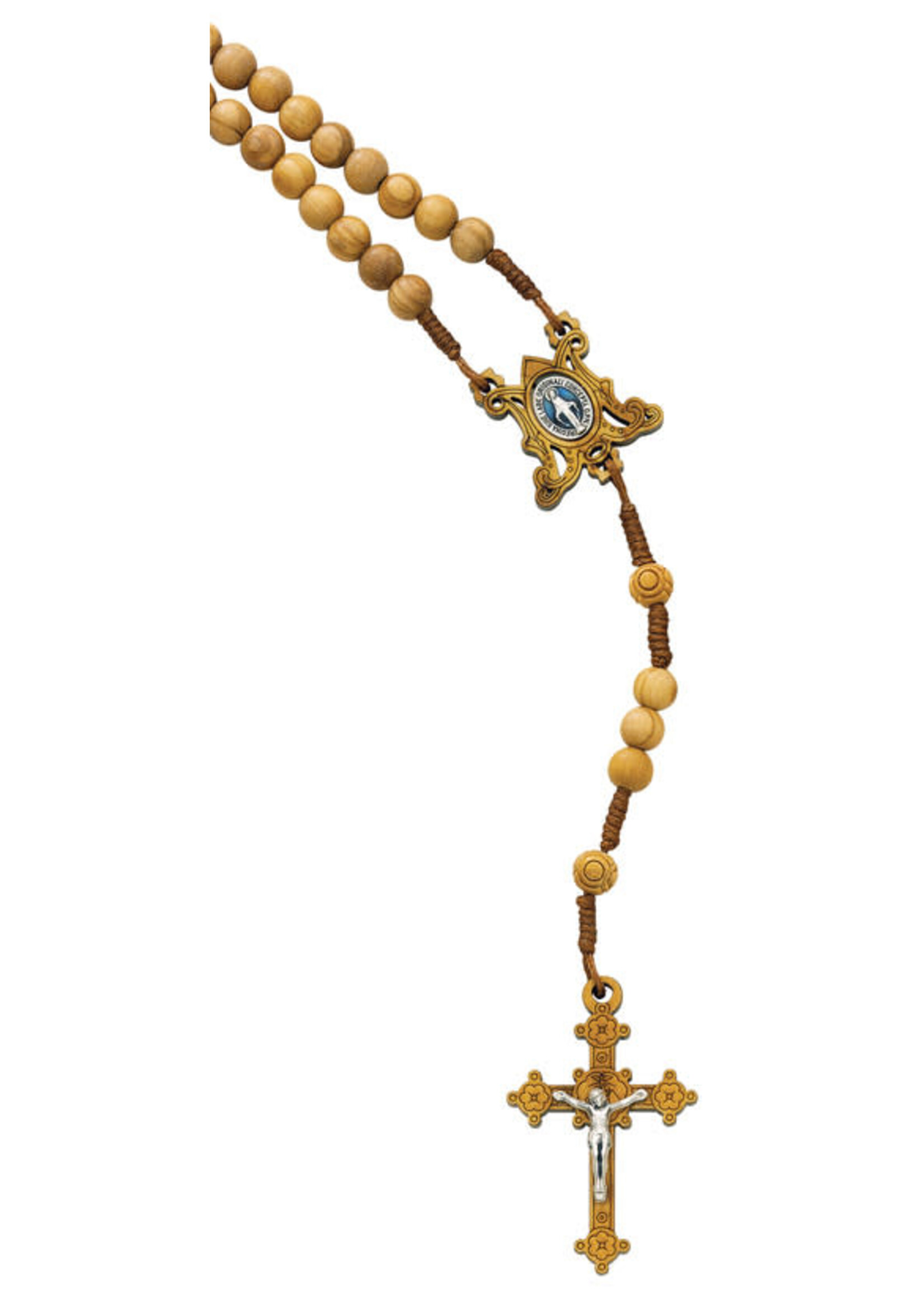 8 MM Olive Wood Miraculous Rosary