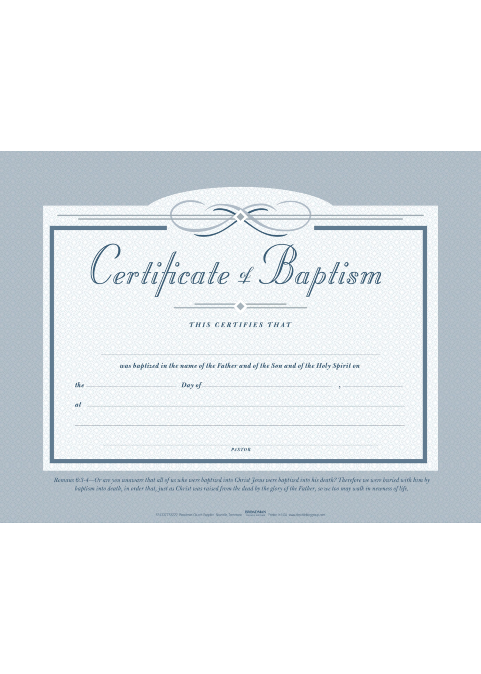 Certificate-Baptism (5.5" x 3.5") (Pack Of 6)