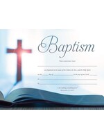 Baptism Certificate Cross and Bible (Pack of 6)