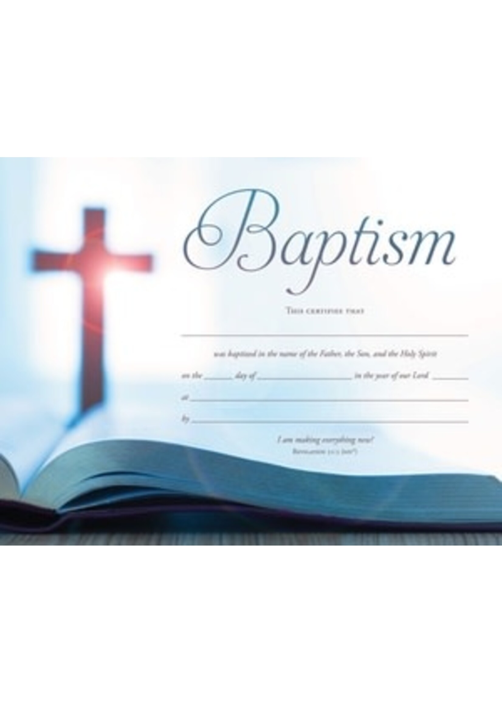 Baptism Certificate Cross and Bible (Pack of 6)