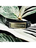 Leather Wristlet: Just Breathe- Black