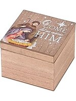 Wood Box w Lid Come Let us Adore Him