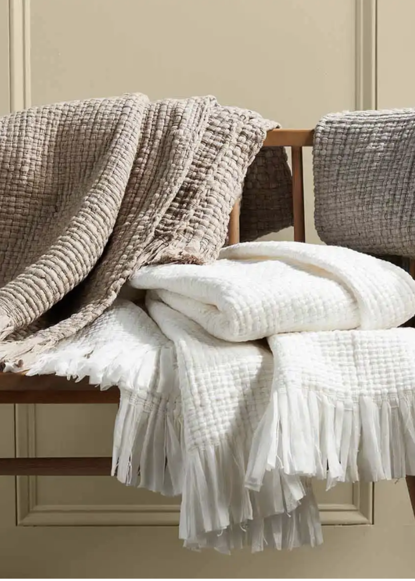 Mud Pie TAUPE FRINGE BLANKET
