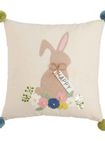 Mud Pie HAPPY BUNNY POM PILLOW