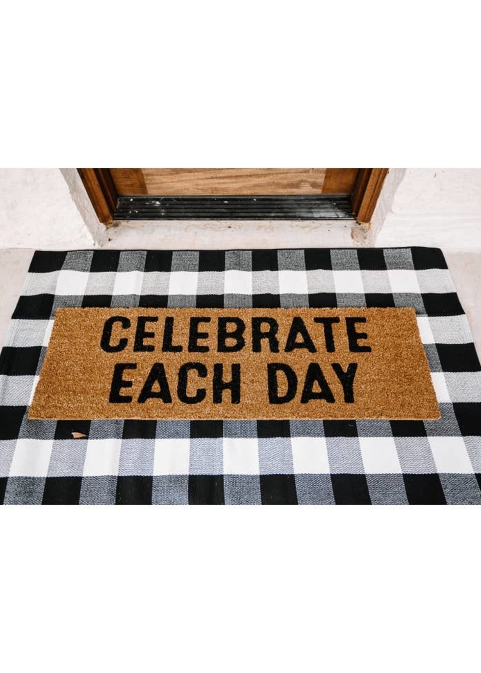 Modern Burlap XL DOORMAT CELEBRATE EACH DAY
