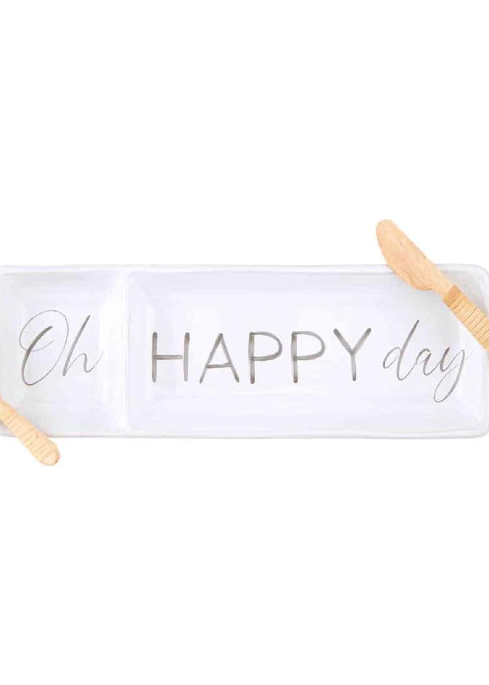 Mud Pie HAPPY EVERYTHING DOUBLE TRAY SET