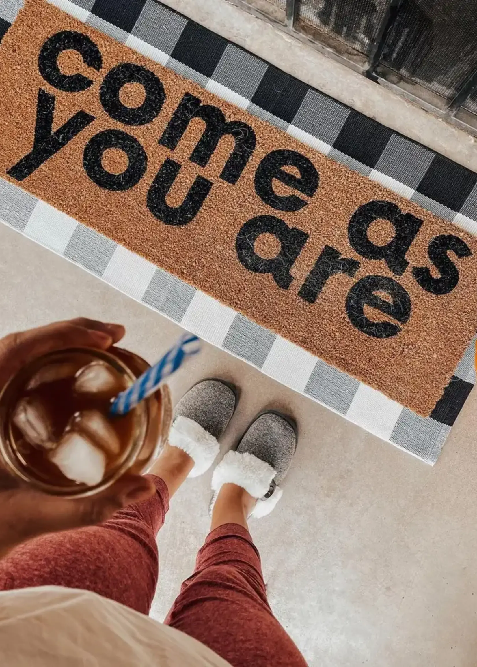 Modern Burlap XL DOORMAT COME AS YOU ARE