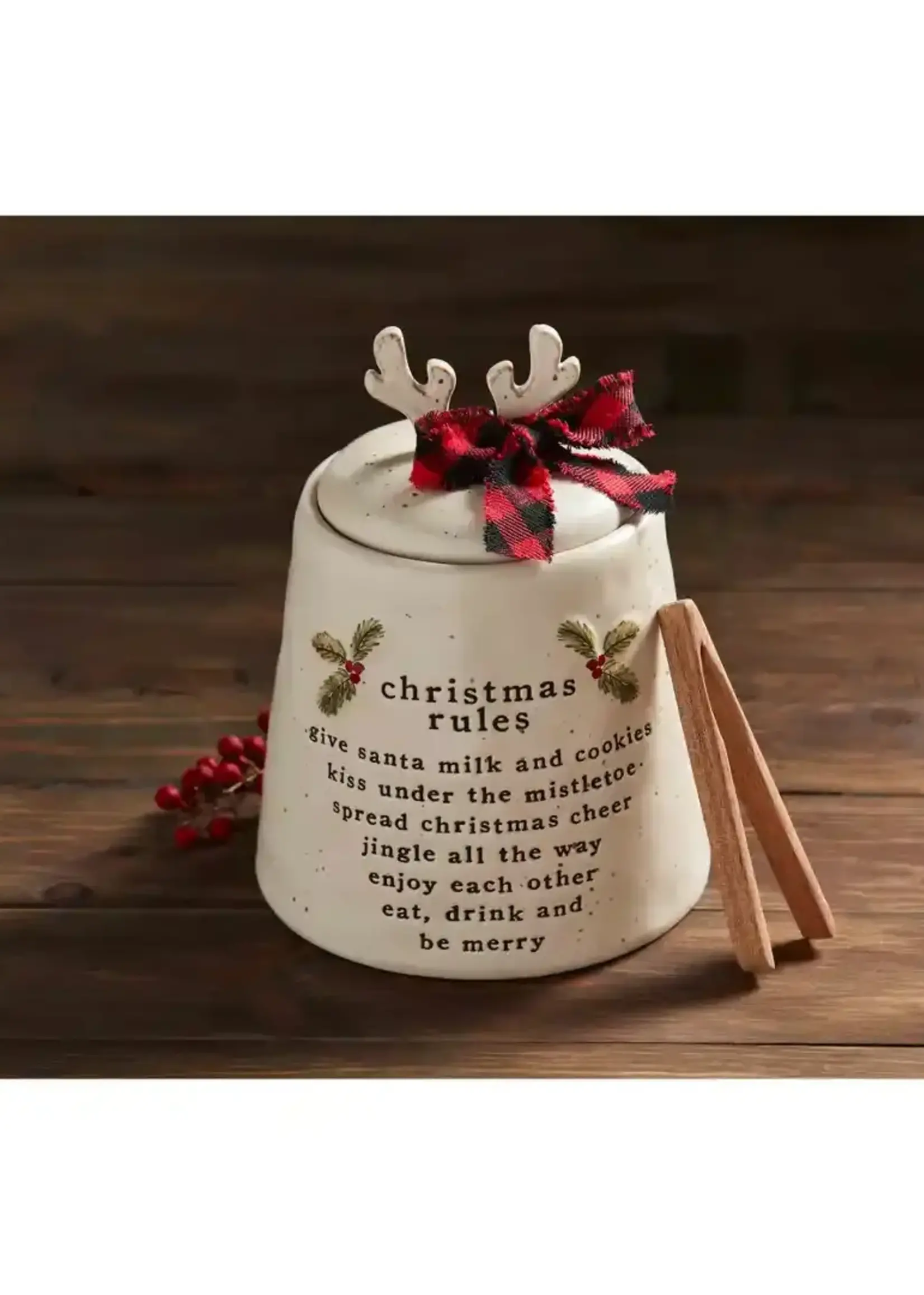 Mud Pie CHRISTMAS RULES COOKIE JAR
