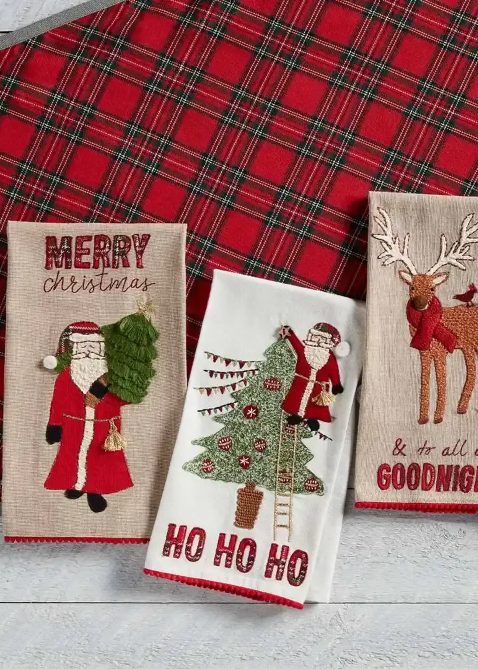 Mud Pie EMBROIDERED CHRISTMAS TOWELS