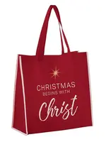 Faithworks CHRISTMAS BEGINS WITH CHRIST TOTE BAG