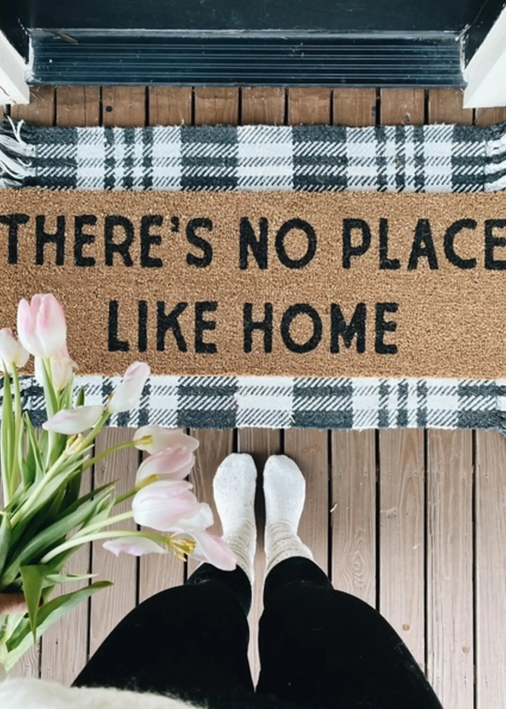 Modern Burlap XL DOORMAT THERE'S NO PLACE