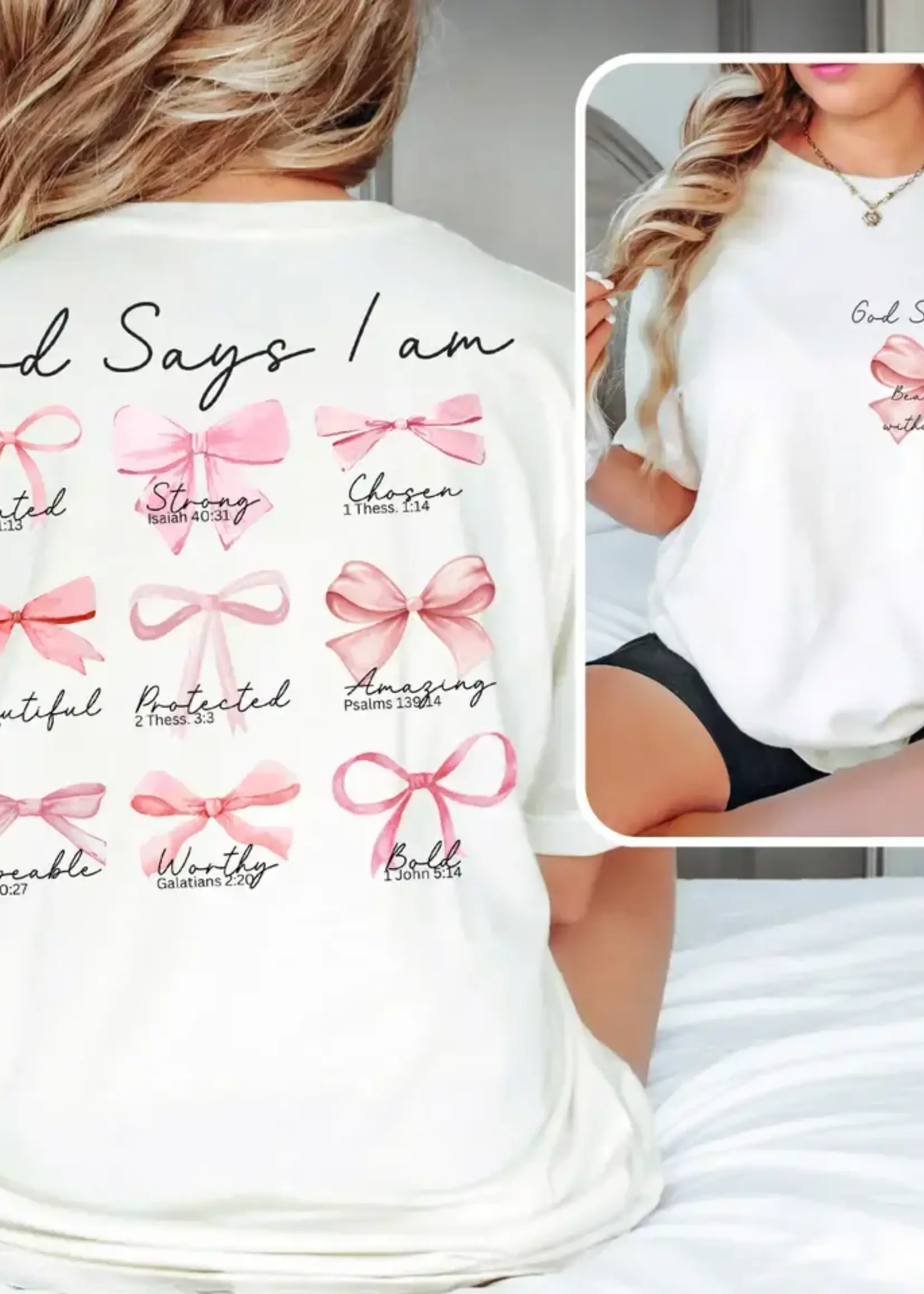 PRESSURE AND GRACE GOD SAYS COQUETTE BOW TEE