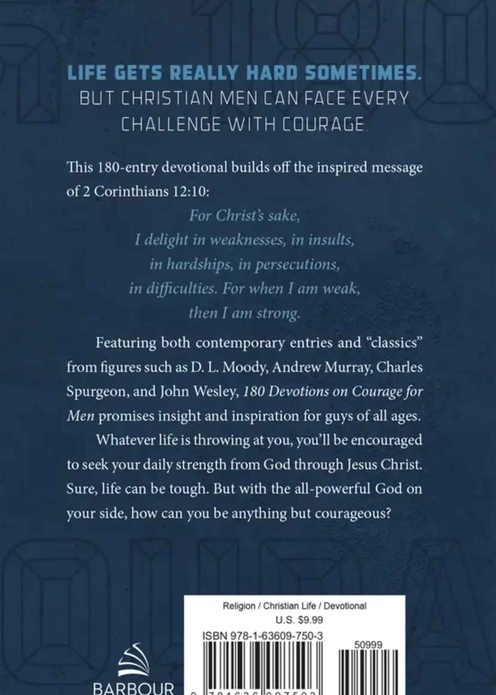 Barbour Publishing 180 DEVOTIONS ON COURAGE FOR MEN