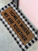 Modern Burlap XL Doormat Home is where we are together