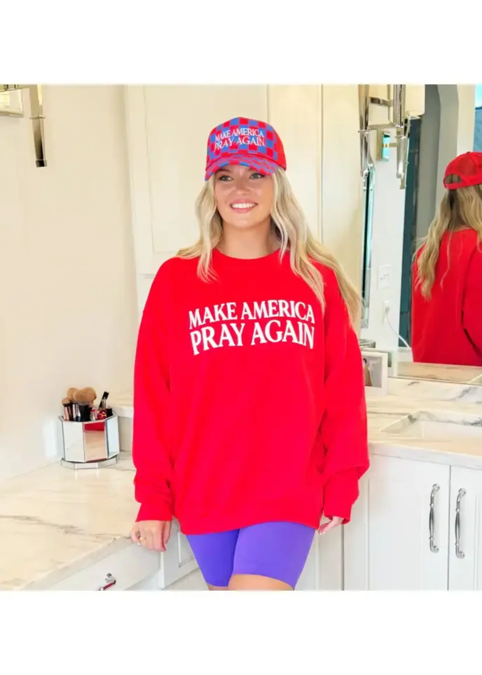 POPPY & PINE MAKE AMERICA PRAY AGAIN PUFF SWEATSHIRT