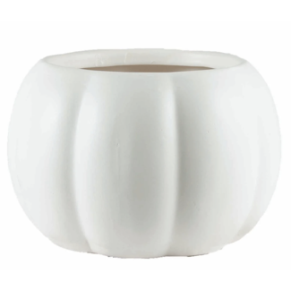 6" White Pumpkin Dolomite Pot