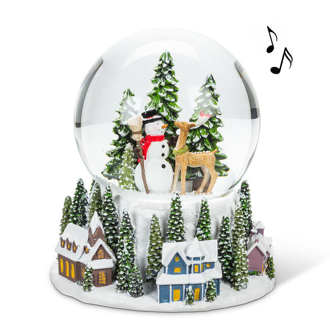 Lg Village Snow Globe w/ Music
