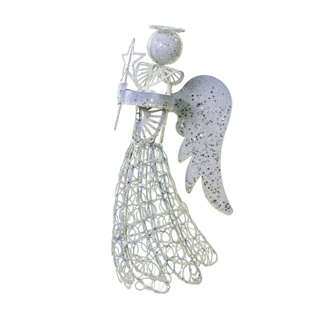 White Glittered Wire Angel