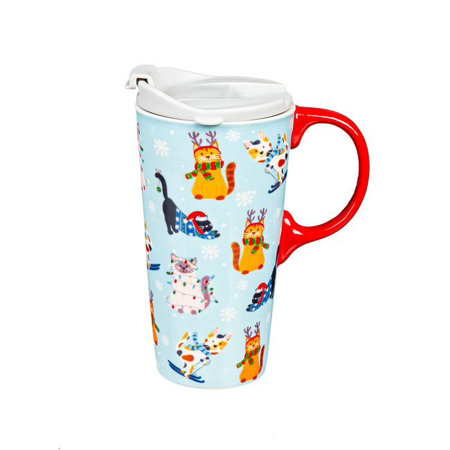 Ceramic Travel Cup w/ Cats