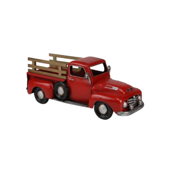 Red Metal Truck Planter w/ Fence
