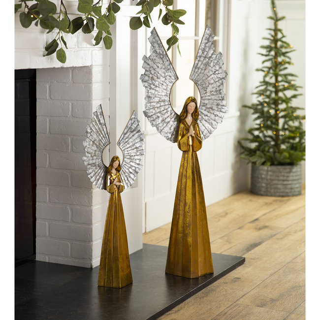 Large Golden Angel w/ Raised Metal Wings