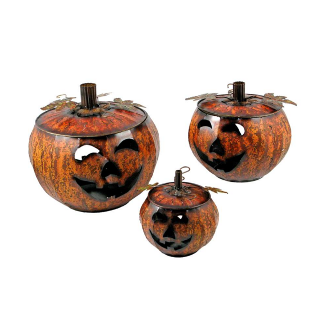 Metal Carved Pumpkin Med