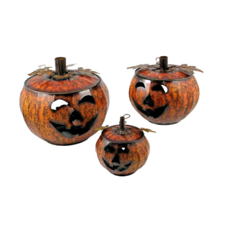 Metal Carved Pumpkin Lg
