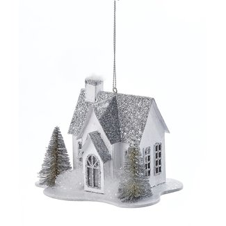 Paper Lighted House Xmas Ornament