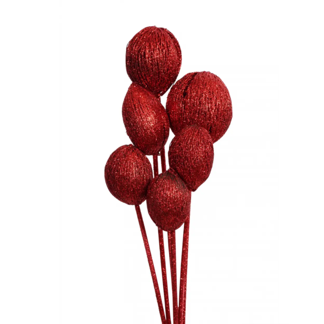 Mintolla Balls (6 stem) Red Glitter