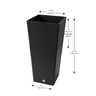 Valencia Square Black Pot 13"x 28"