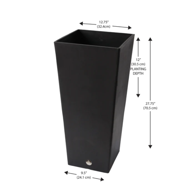 Valencia Square Black Pot 13"x 28"