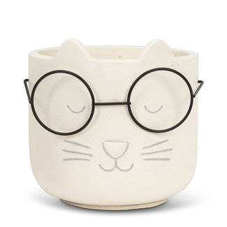 4.5" Cat Face Planter w/ Glasses