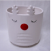 4" White Reindeer Glazed Dolomite Pot