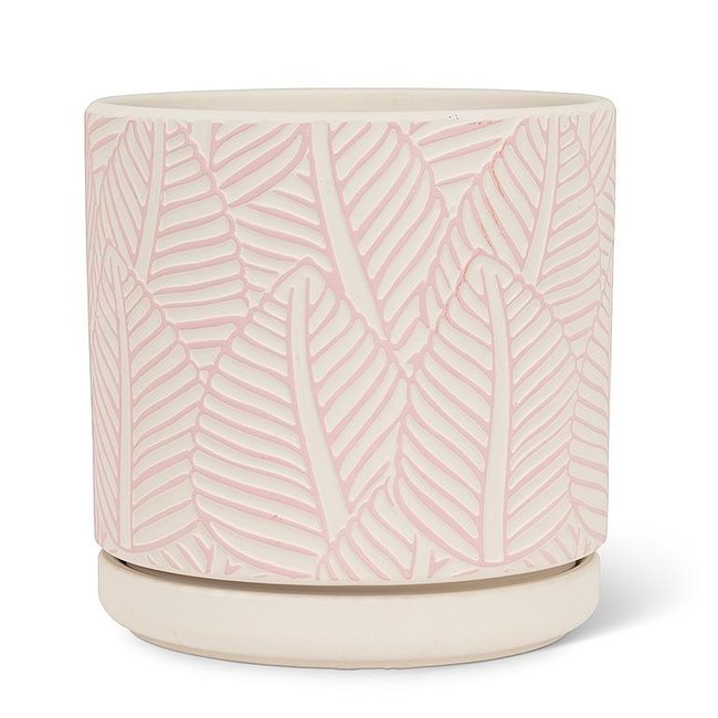 Pink Leaf Planter w/ Saucer