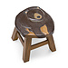 Hand-Carved Acacia Wood Bear Footstool