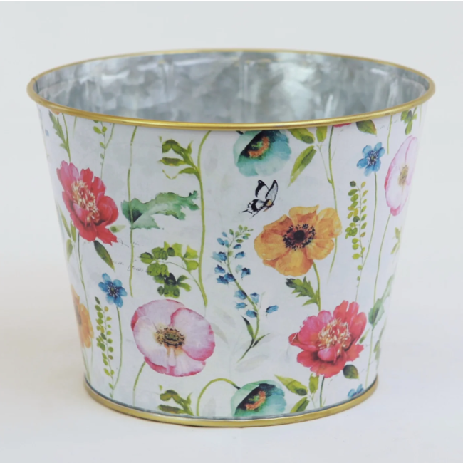 6" Floral Metal Pot