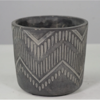 4" Weaving Texture Black Pot