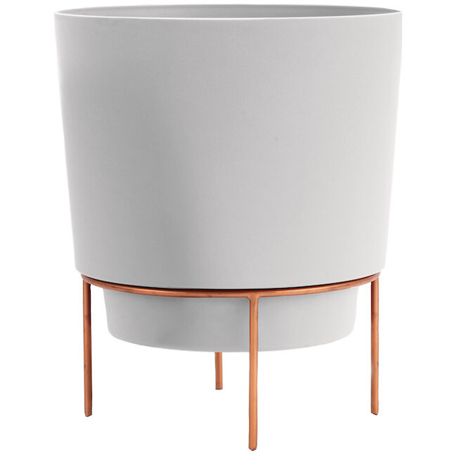 White Planter/Metal Stand 10"