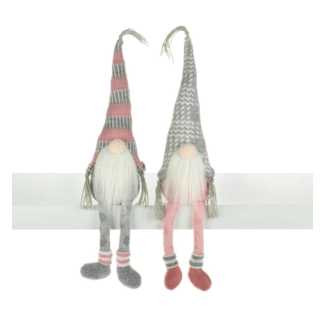 13" Pink/Grey Dangly Leg Gnome