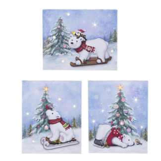 Xmas Polar Bear Light Up Canvas
